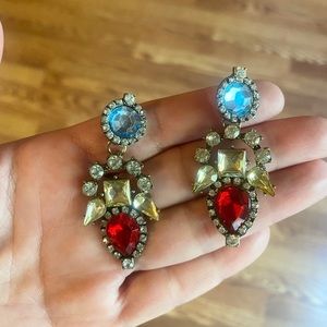Red Blue Statement Fashion Earrings